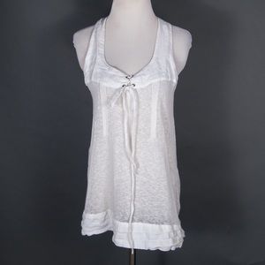 Crea Concept White Sheer Tank Top Linen Blend XS